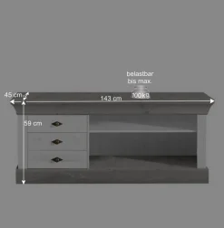 New Wohnzimmer Wohnwand Mirandesca in Weiß Grau teilmassiv (dreiteilig) Wohnwände