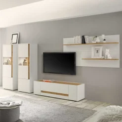 New Wohnzimmer Wohnwand Set - Nonessia (vierteilig) Wohnwände