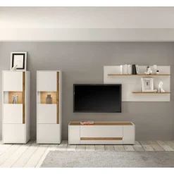 New Wohnzimmer Wohnwand Set - Nonessia (vierteilig) Wohnwände