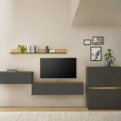 New Wohnzimmer Wohnwandmöbel Kombi - Ahilav (vierteilig) Wohnwände