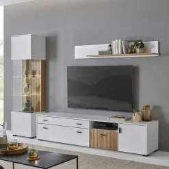 Outlet Wohnzimmermöbel Kombi zweifarbig - Nenaloro (dreiteilig) Wohnwände