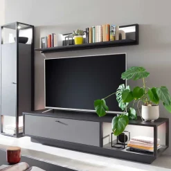 Wohnzimmermöbel TV Wand in Grau - Ridona (dreiteilig) Wohnwände