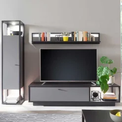 Wohnzimmermöbel TV Wand in Grau - Ridona (dreiteilig) Wohnwände