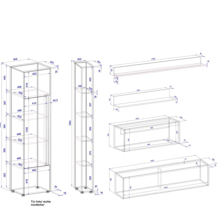 Sale Wohnzimmerschränke & Regale Kombi - Nonessia (sechsteilig) Wohnwände