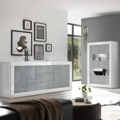 Wohnzimmerschränke in Beton Optik - Narandu (zweiteilig) Wohnwände