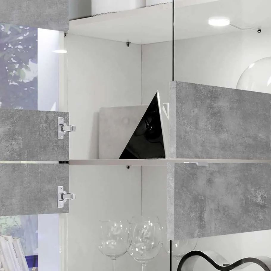 Wohnzimmerschränke in Beton Optik - Narandu (zweiteilig) Wohnwände