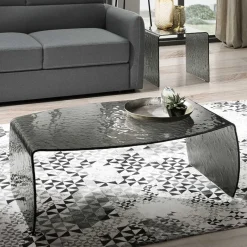 Outlet Wohnzimmertisch aus Rauchglas mit Struktur - Crimas Tische