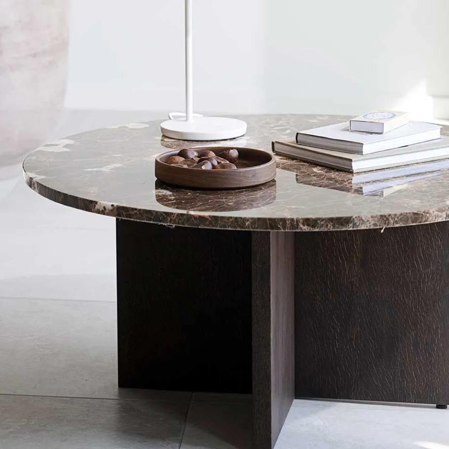 New Wohnzimmertisch mit Marmorplatte in Braun - Farizio Tische