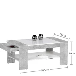 Best Wohnzimmertisch mit Schublade & Ablage in Beton NB - Cadylica Tische