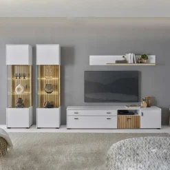 Hot Wohnzimmervitrinen & TV Board & Regal Set - Nenaloro (vierteilig) Wohnwände