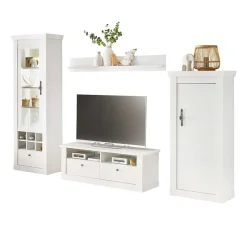 Sale Wohnzimmerwohnwand in weißer Holzoptik Pinie - Liancos (vierteilig) Wohnwände