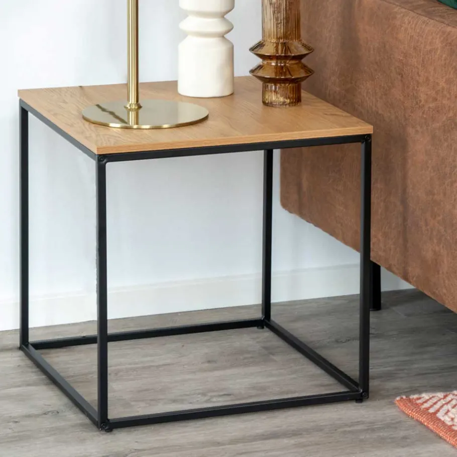 Outlet 45x45 Beistelltisch in Eiche & Schwarz - Mercadeo Tische