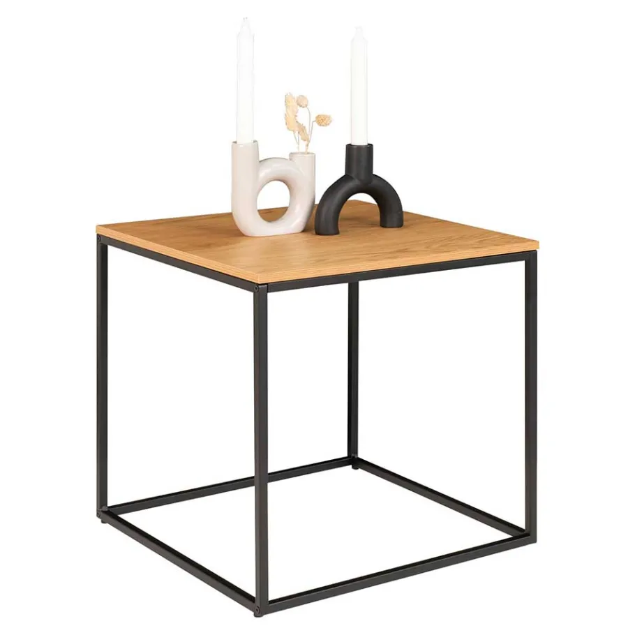 Outlet 45x45 Beistelltisch in Eiche & Schwarz - Mercadeo Tische