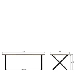Online 200x90 cm Esszimmertisch in Walnuss Furnier - Athias Tische