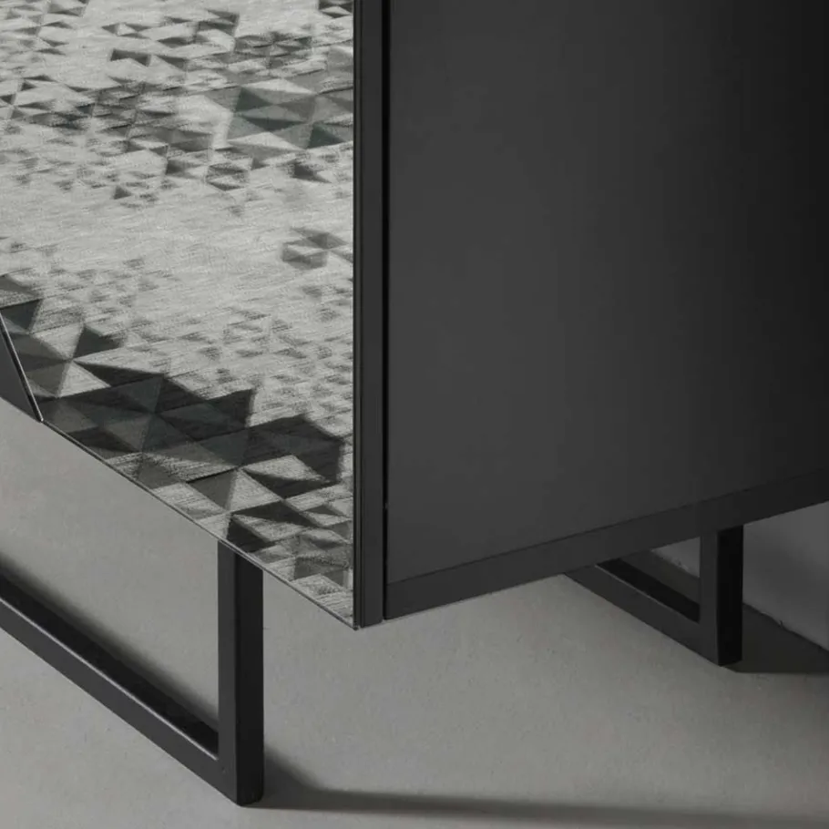 Sale 120x140 cm Highboard mit Spiegelglas in Rauchgrau - Razepta Highboards