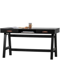 Outlet 140x62 Kiefernholz Schreibtisch in Schwarz - Ilvessino Tische