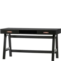 Outlet 140x62 Kiefernholz Schreibtisch in Schwarz - Ilvessino Tische