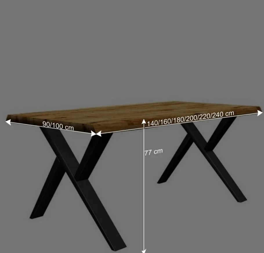 Best X-Fuß Esszimmertisch aus Eiche massiv - Trapper Tische
