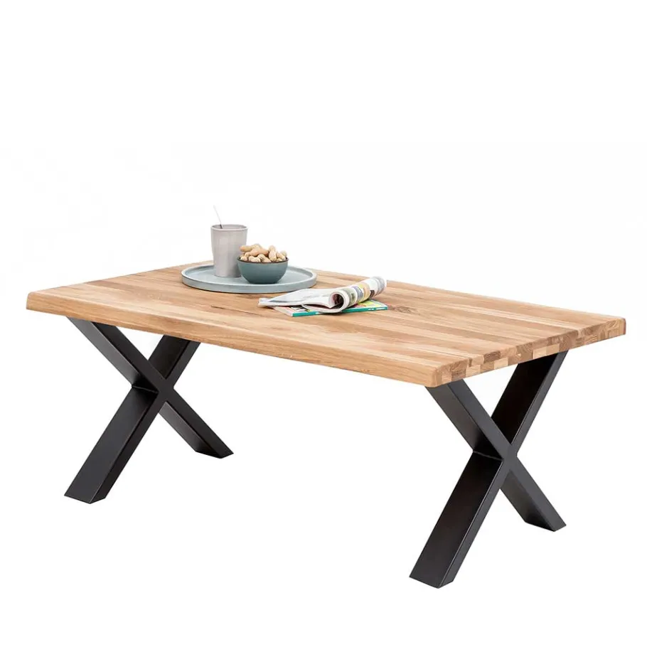 Outlet X-Fuß Sofatisch mit Live Edge Holzplatte - Riconia Tische