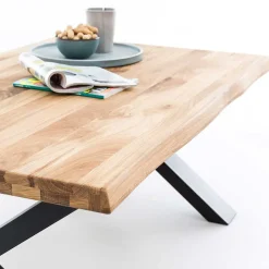 Outlet X-Fuß Sofatisch mit Live Edge Holzplatte - Riconia Tische