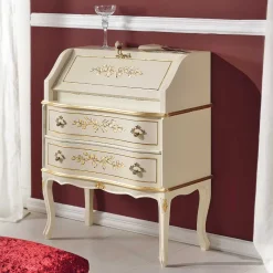 75x88x35 Barock Sekretär in Weiß & Gold - Iviada Tische