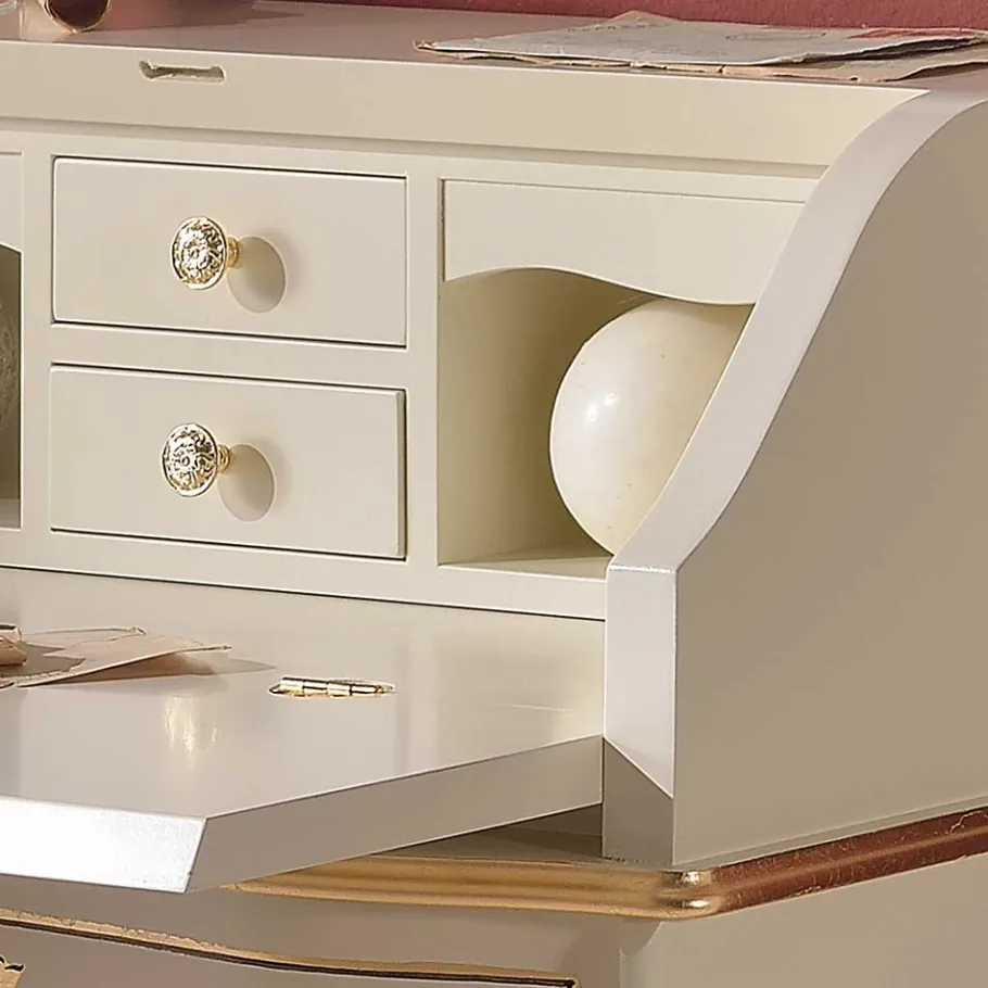 75x88x35 Barock Sekretär in Weiß & Gold - Iviada Tische