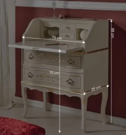 75x88x35 Barock Sekretär in Weiß & Gold - Iviada Tische
