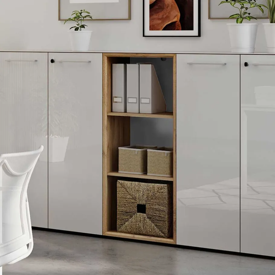 50x120x37 Büroregal in Weiß & Wildeiche - Laszlo Regale