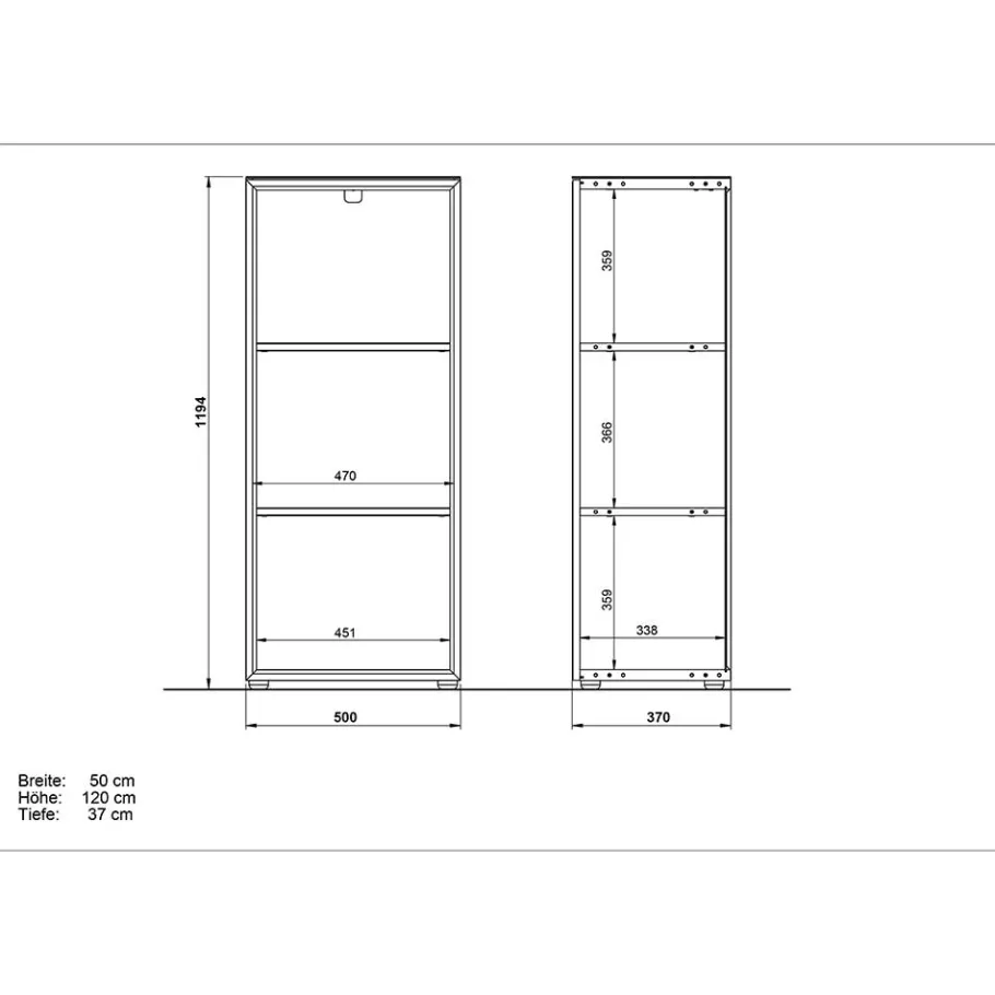 50x120x37 Büroregal in Weiß & Wildeiche - Laszlo Regale