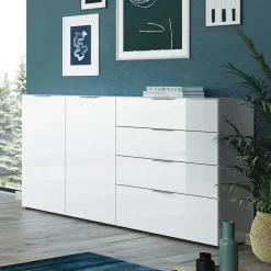 184x101x42 cm Design Sideboard mit Glas Beschichtung - Daven Sideboards