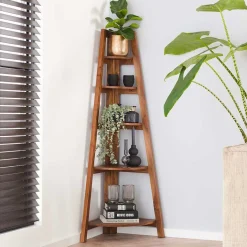 64x148x44 cm Eckregal aus Akazie Massivholz - Skylive Regale