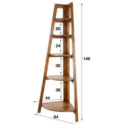 64x148x44 cm Eckregal aus Akazie Massivholz - Skylive Regale