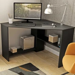 Sale 80x73x80 cm Eckschreibtisch in Schwarzgrau - Gionna Tische