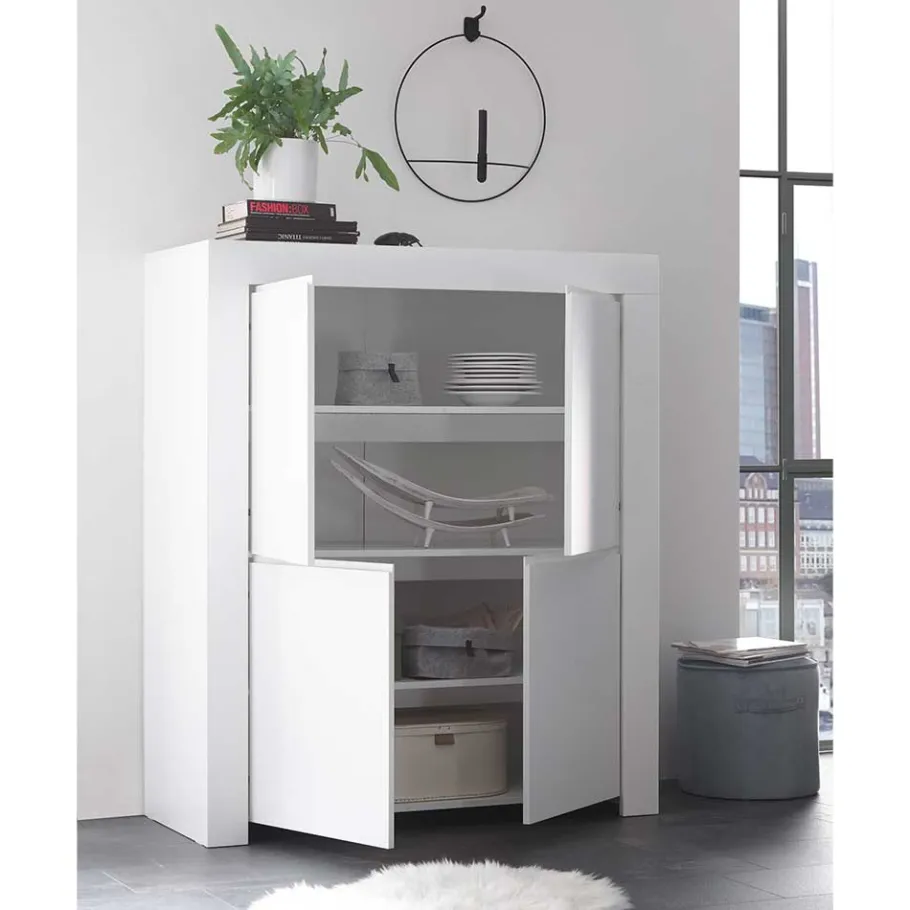 110x140x42 cm Highboard in Weiß lackiert - Mikes Highboards