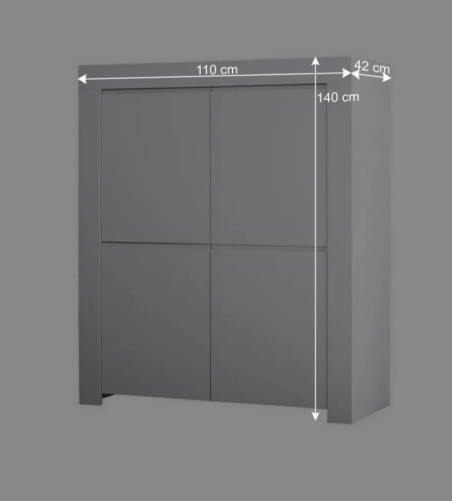 110x140x42 cm Highboard in Weiß lackiert - Mikes Highboards
