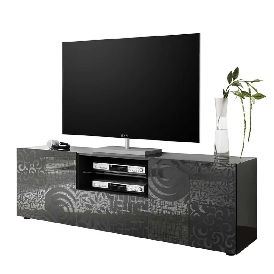 181x57x42 cm Hochglanz TV Element in Grau - Ipatal I Tv & Hifi-Möbel|Lowboards