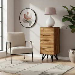 Sale 45x100x45 cm Hochkommode aus Wildeiche & Stahl - Mandirov Kommoden