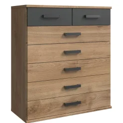 Sale 91x103x40 cm Hochkommode in Plankeneiche NB & Grau - Corpus Kommoden