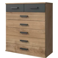 Sale 91x103x40 cm Hochkommode in Plankeneiche NB & Grau - Corpus Kommoden