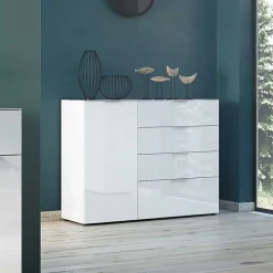 134x101x42 cm Kommode in Weiß mit Glas - Rufu Sideboards