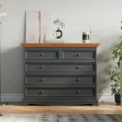 Best 112x88x45 cm Landhaus Kommode in Grau & Eiche - Witenga Kommoden