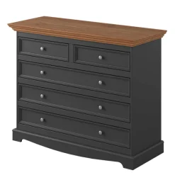 Best 112x88x45 cm Landhaus Kommode in Grau & Eiche - Witenga Kommoden