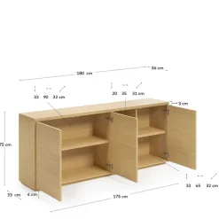 Sale 180x75x36 cm Sideboard mit drei Türen & Fächern - Elastian Sideboards