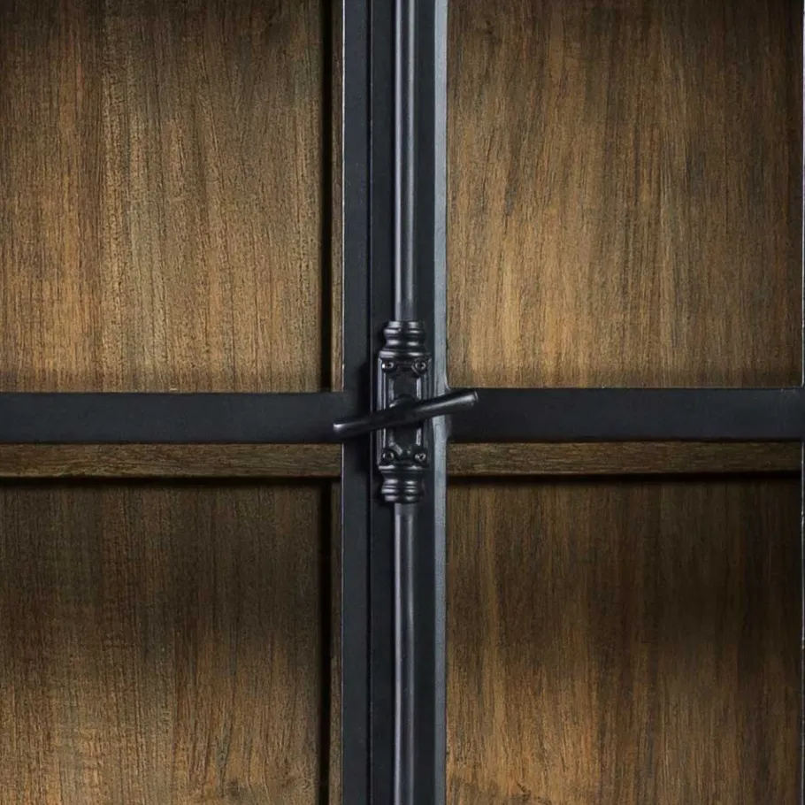 Best 130x230x47 cm Vintage Vitrine Schrank in Schwarz - Niovan Vitrinen