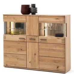 150x121x37 cm Wohnzimmer Schrank in Eiche Bianco - Crupean Highboards|Kommoden