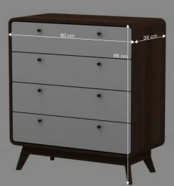 80x88x39 Design Kommode in Weiß & Walnuss - Devkan Kommoden