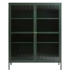 110x140x40 Dunkelgrüne Highboard Vitrine aus Stahl - Estellos Highboards|Vitrinen