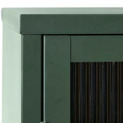 110x140x40 Dunkelgrüne Highboard Vitrine aus Stahl - Estellos Highboards|Vitrinen