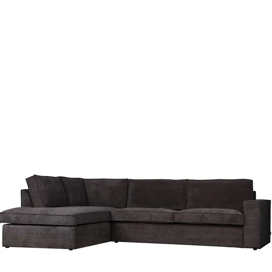Best 283x92x197 Eckcouch in Grau Cord Stoff - Olciano Sofas