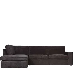 Best 283x92x197 Eckcouch in Grau Cord Stoff - Olciano Sofas
